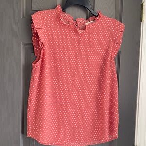 Monteau Coral Ruffle Sleeve Top